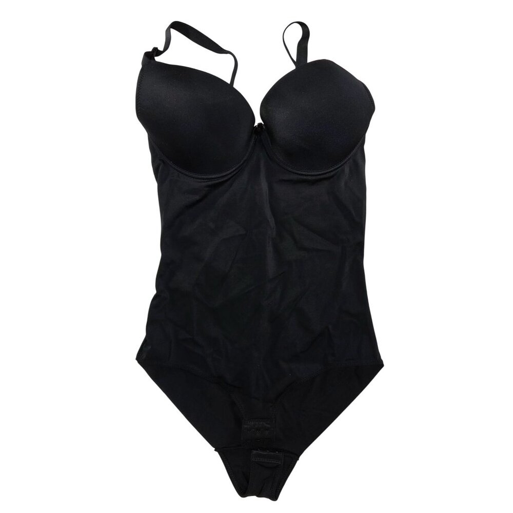 Zopeus1 Bodysuit Shapeware Black Built in Bra Hook Closure Womens Size Large New